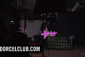 Behind the scenes, Ella indulges her addiction with softcore sex in the backstage area