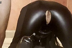 Hard Doggy Style for Black Widow in Leather Suit