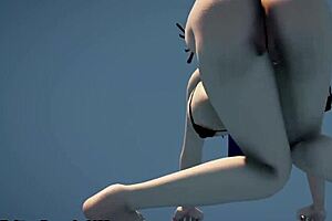 Bikini Girl Shakes Big Tits and Ass in Hot 3D Anime Dance