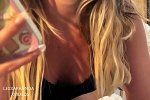 Blonde teen gives pov blowjob to boyfriend ending in facial