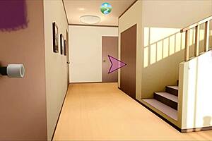 Peeping on stepsis bathing in hentai game turns into unexpected sex