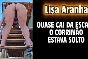 lisa aranha gets sensual on the stairs and almost falls