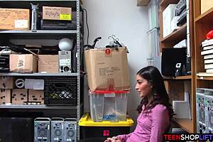 Young shoplifter teen gets caught by hung mall cop