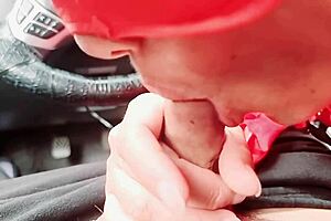 The horny neighbor agreed to suck my hard cock outdoors