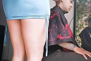 Sensual African babe gets her haircut and have sex