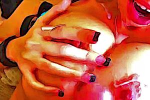 alia janine lets you cream on her huge natural tits.