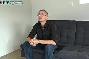 Solo amateur stud wanks shaved hard cock naked after interview