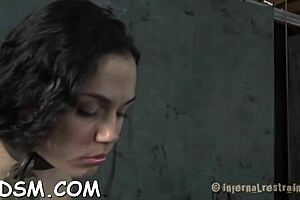 Lusty Brunette Cutie Feels Naughty Pleasure Flirting With Stud. Slave Babe Explores Bondage Toys And Masturbation.