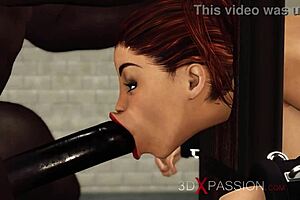 super busty brunette in cuffs gets rough doggystyle from big black cock