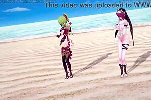 i watch genshin impact mmd with rosaria and kuki shinobu