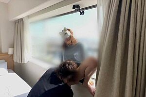 Thrilling adultery sex in see-through glass during overnight stay