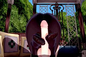 Indian big-breasted beauty in 3D hentai performs blowjob and handjob, squirting cum during intense orgasm