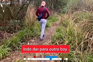 i'm in this wild gay threesome with big cocks bareback in public, cumshot everywhere