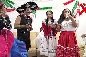 latina brunette big tits ass group blowjob fucking big cock hardcore