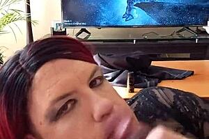 Shemale Celeste Sucks Cock Like a Pro!