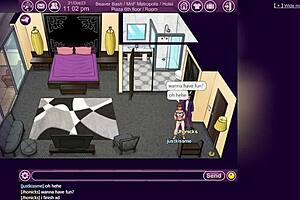 Creampie and flashing big tits in anime hentai game session