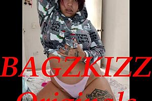 Horny latina teen masturbates in pov, fingering tattooed ass before assfucking