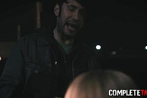 kinky blonde lesbian teen and milf in taboo outdoor tribbing