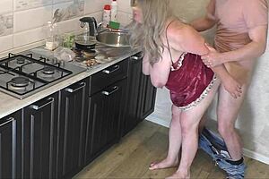 mature milf with big tits gives deep blowjob then takes it in her ass