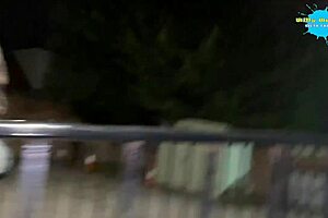 Cracky endures interracial outdoor fucking as a shaved slut