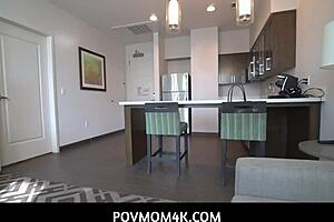 Povmom4k - my horny step mom stops working out to fuck me