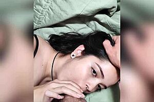 she lovingly sucks his big white cock