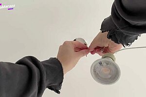 Beautiful latina with big tits hires electrician for home repair