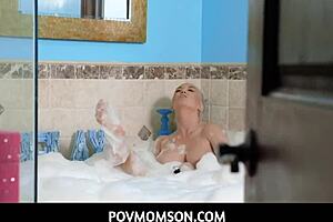 Feeling the taboo thrill in bubble bath with stepmom Brook Page's big tits