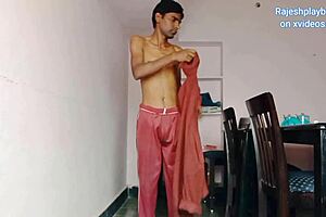 rajesh playboy 993 jerks off big cock and cums on body