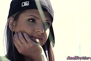 Glamorous petite European teen babe gets ass fucked by amateurs