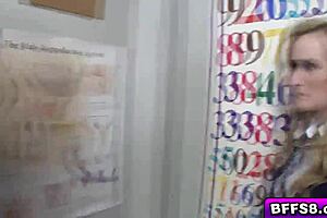 Blonde teen rides big cock in detention