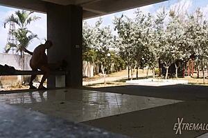 Skinny Twinks With Small Waists Engage In Anal Fucking And Handjob Near Football Field. Friends Play Nearby.