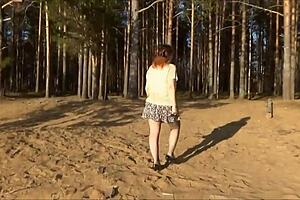 Horny Amateur Girl Masturbates Without Skirt or Panties Showing Small Tits and Big Ass