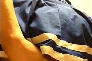 this crossdress cheerleader is getting anal fun with toys 😏