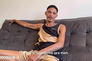 Skinny twink feels intense pleasure with his monster cock cumshot