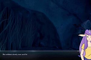 I moan as the big cock monster fucks the redhead queen in Dragon Ball Divine Adventure Part 54.