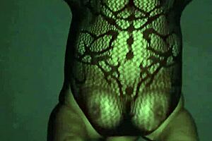 Chubby mexican wife bounces big tits in fishnets