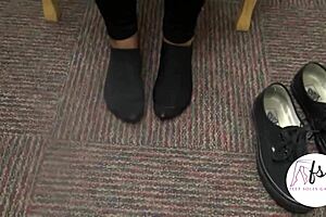 Discover hidden candid shots of Ethiopian college student's ebony feet and toes.