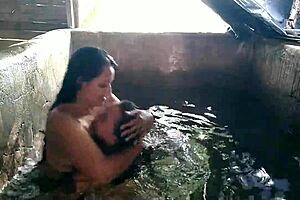 While The Neighbor Is Alone And Horny, I Approach From Behind To Fuck Her