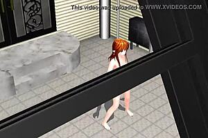 red hair elf girl in mmd animation