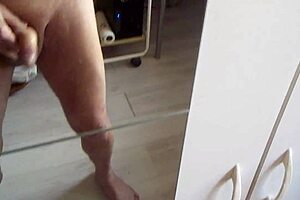 Solo handjob on big cock awaits completion