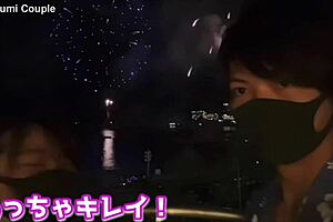 japanese couple emumi quickie handjob cumshot