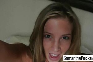 samantha saint has morning fun masturbating her pussy in nude solo