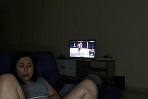 Horny Mexicana watches UFC and masturbates in homemade video.