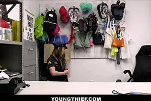 Petite teen shoplifter fucked by officer