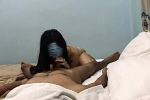 Asian Couple in Missionary with Big Natural Tits