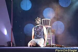 Crazy fetish show on stage with big tits 😈