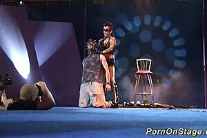 Crazy fetish show on stage with big tits 😈