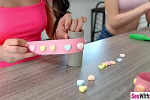 two teen stepsisters kyler quinn and lulu chu sucking huge cock!