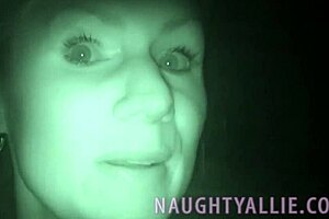 hot tub action in night vision with pool and jacuzzi